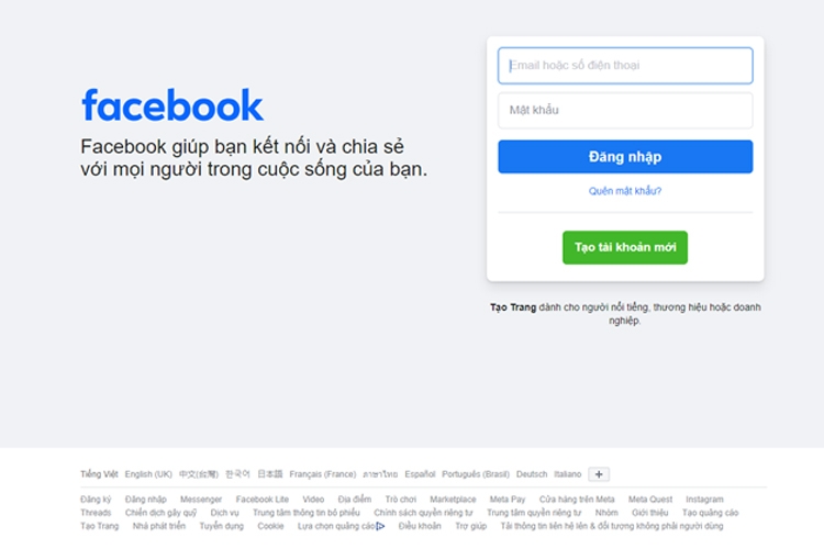 Facebook đăng nhập - Kiểm tra đúng nền tảng trước khi nhập thông tin