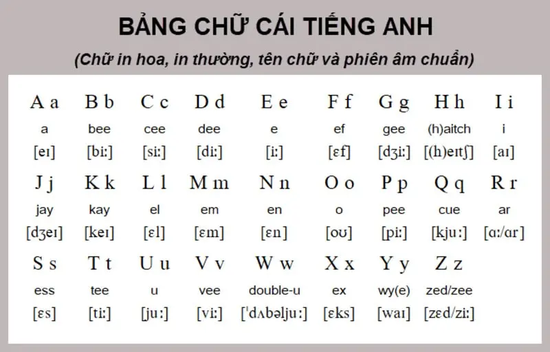 Bảng chữ cái tiếng Anh - Cách viết từng chữ cái cho người mới học