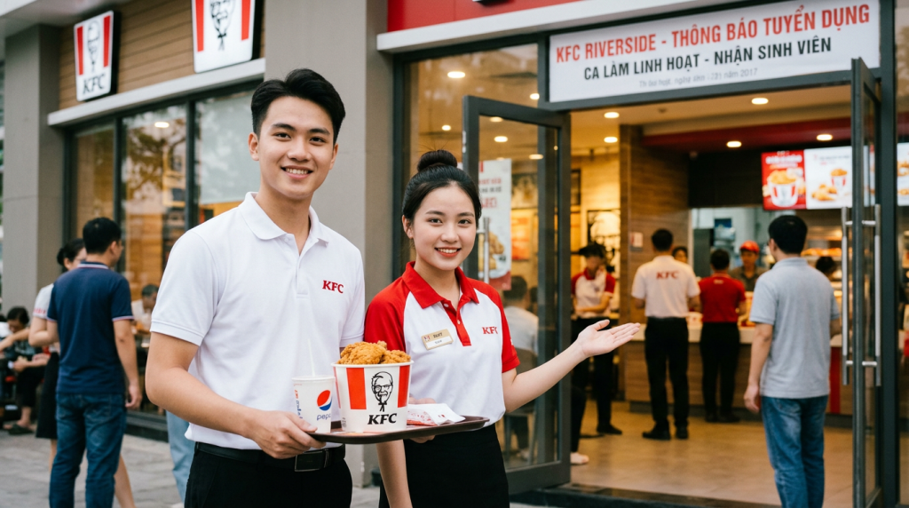 KFC tuyển dụng nhân viên cửa hàng: Ca làm linh hoạt, nhận sinh viên