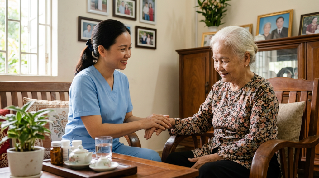 Việc làm chăm sóc người già tại nhà/bệnh viện: Thu nhập cao, hỗ trợ chỗ ở