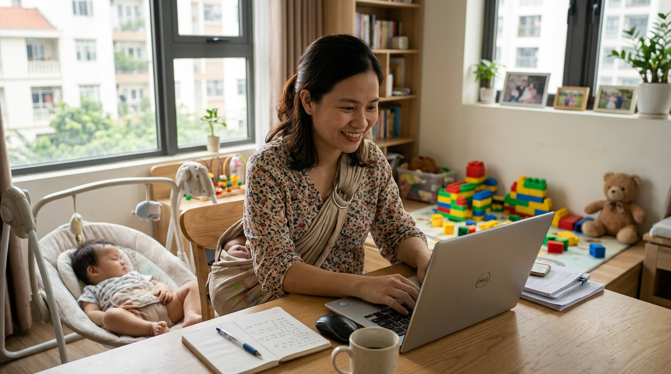 việc làm tại nhà cho mẹ bỉm sữa